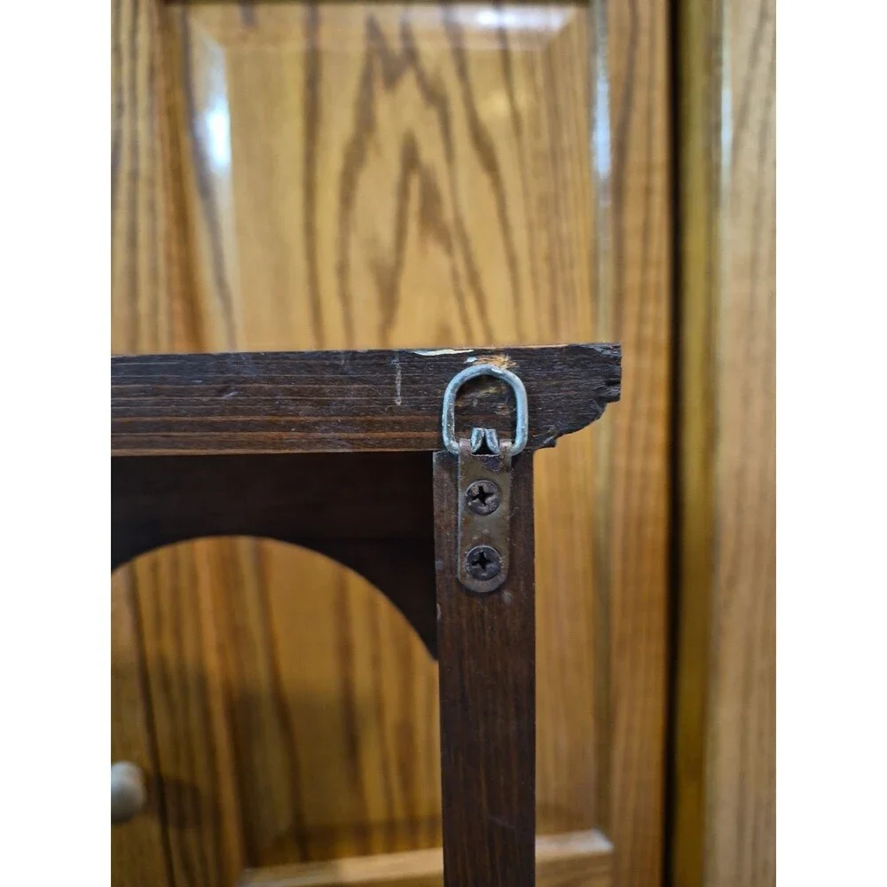 VTG Wooden Wall Mount Arched Curio Display Cubby Trinket Shelf 26”H Solid Wood